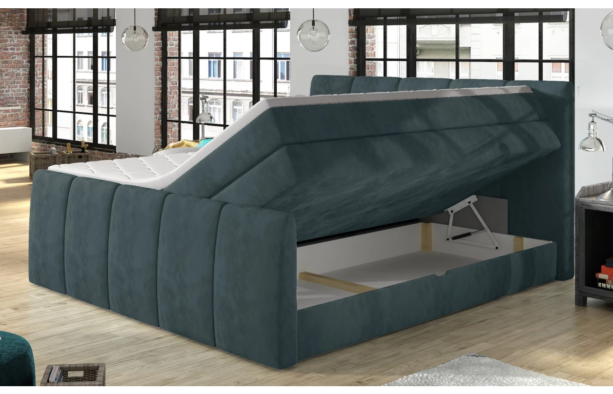 Posteľ boxspring Fresco 180x200 cm, modrá látka 11