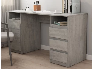 Písací stôl so 3 zásuvkami Carlos, šedý beton