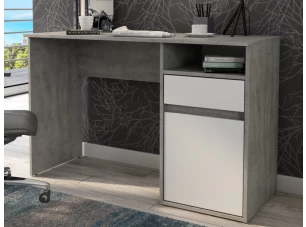 Písací stôl so zásuvkou Carlos, šedý beton/biela