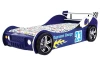 Detská pretekárska posteľ Energy 90x200 cm, modré auto s osvetlením